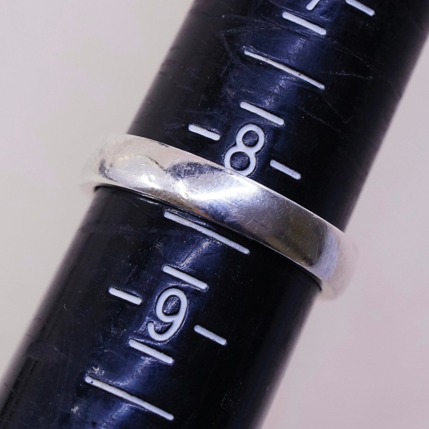 sz 8.25, vtg sterling silver handmade ring, 925 band, engraved “Infinite grace”