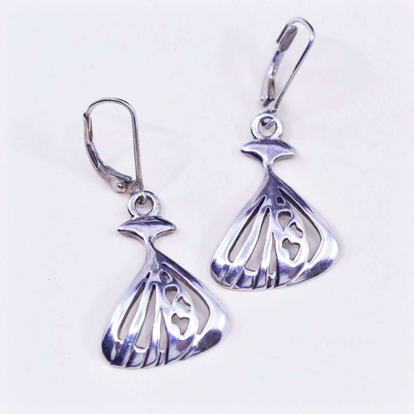 Vintage sterling silver handmade earrings, filigree 925 shell
