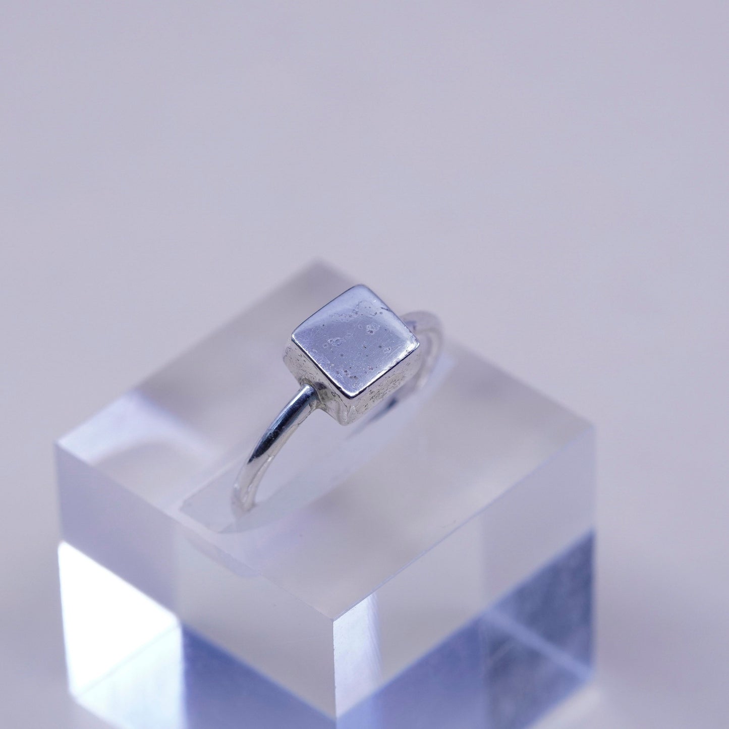 Size 8.5, vintage sterling 925 silver handmade ring with square