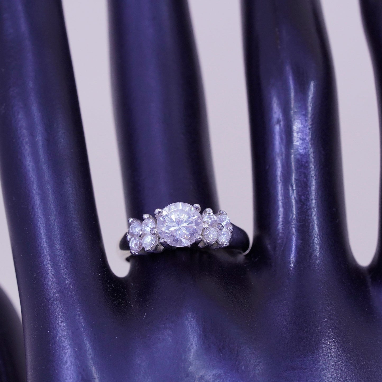 Size 7.5, Sterling silver ring, 925 silver with round cut cz, engagement ring