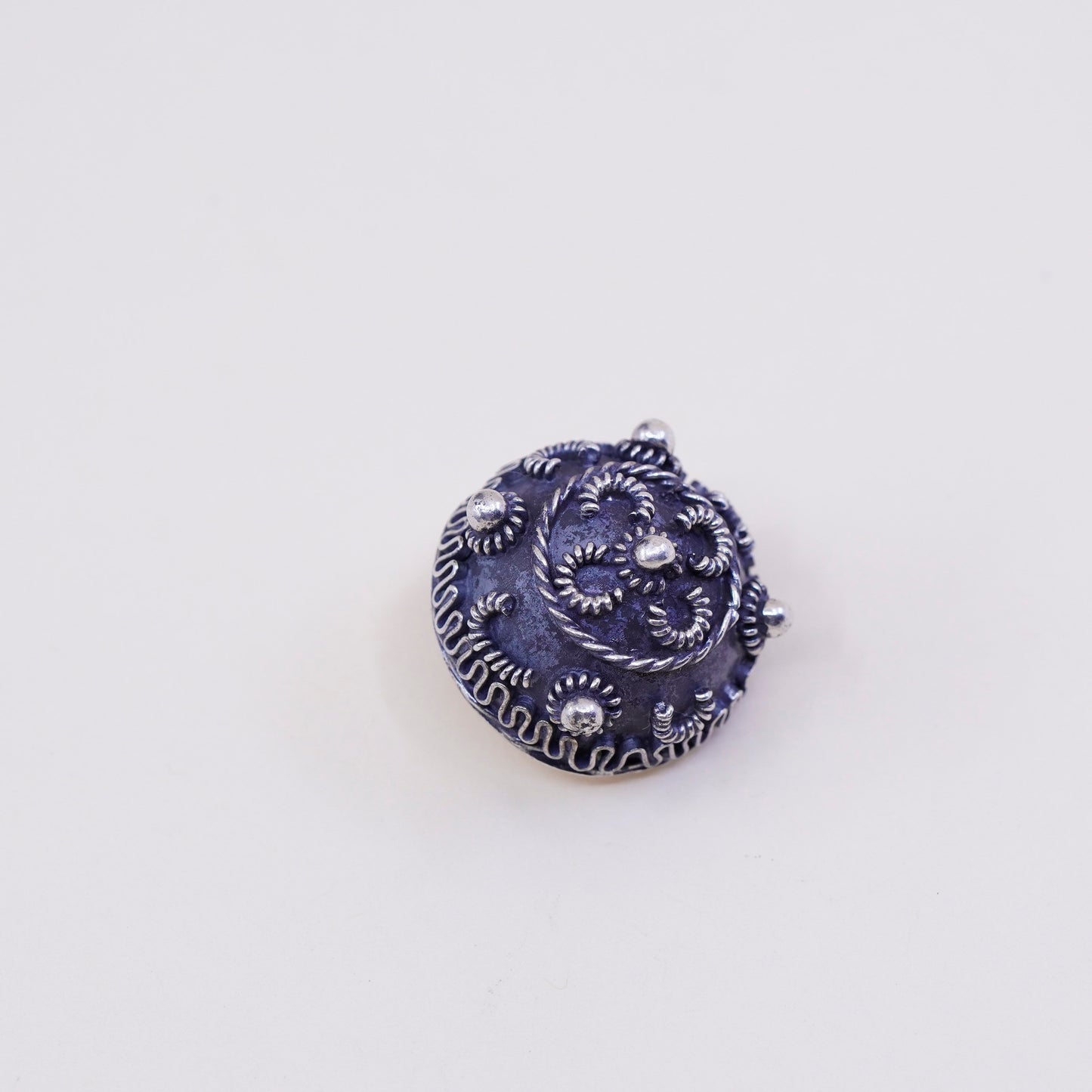 vintage sterling silver handmade earrings, 925 clip on with filigree and beads