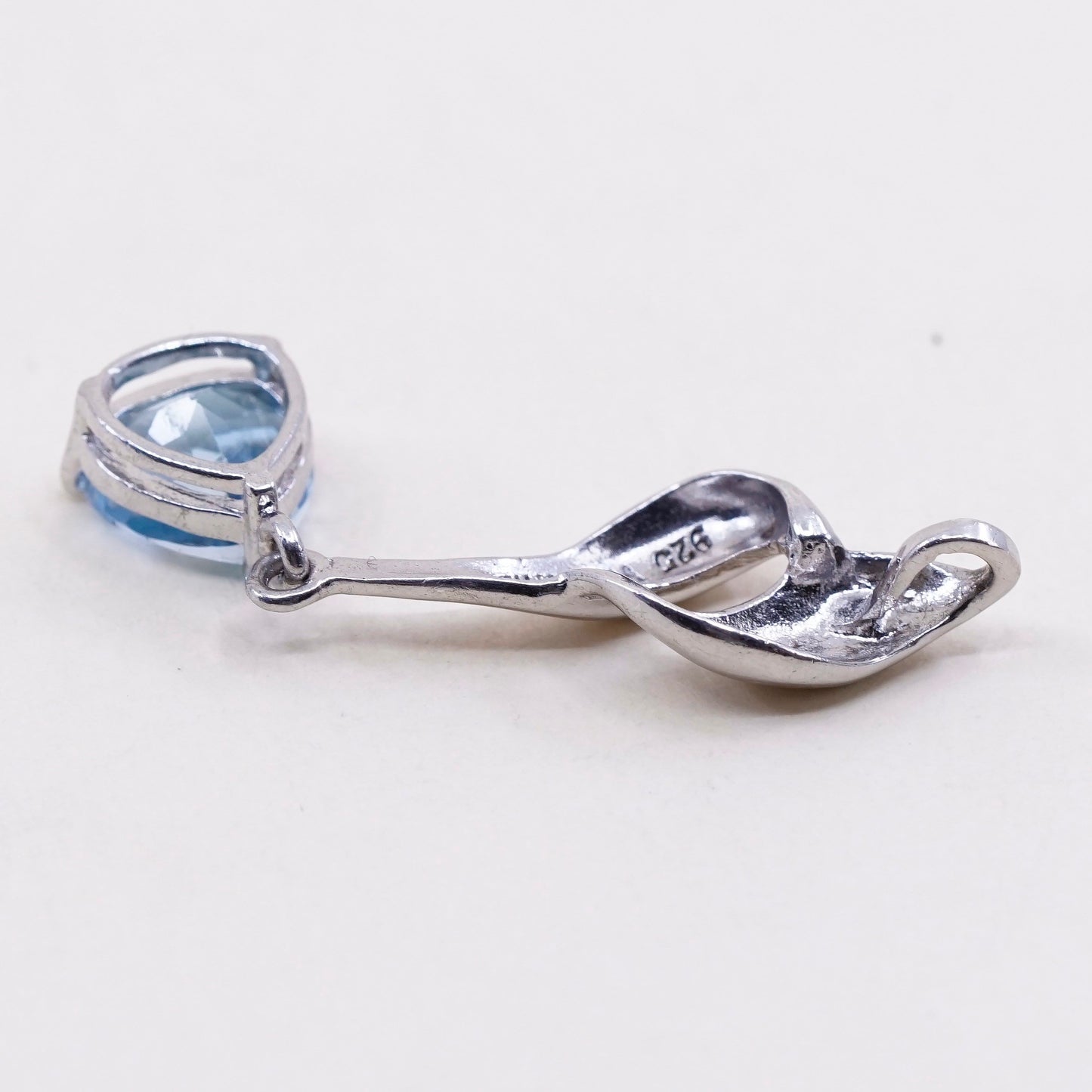 vintage VJ sterling 925 silver handmade pendant with topaz