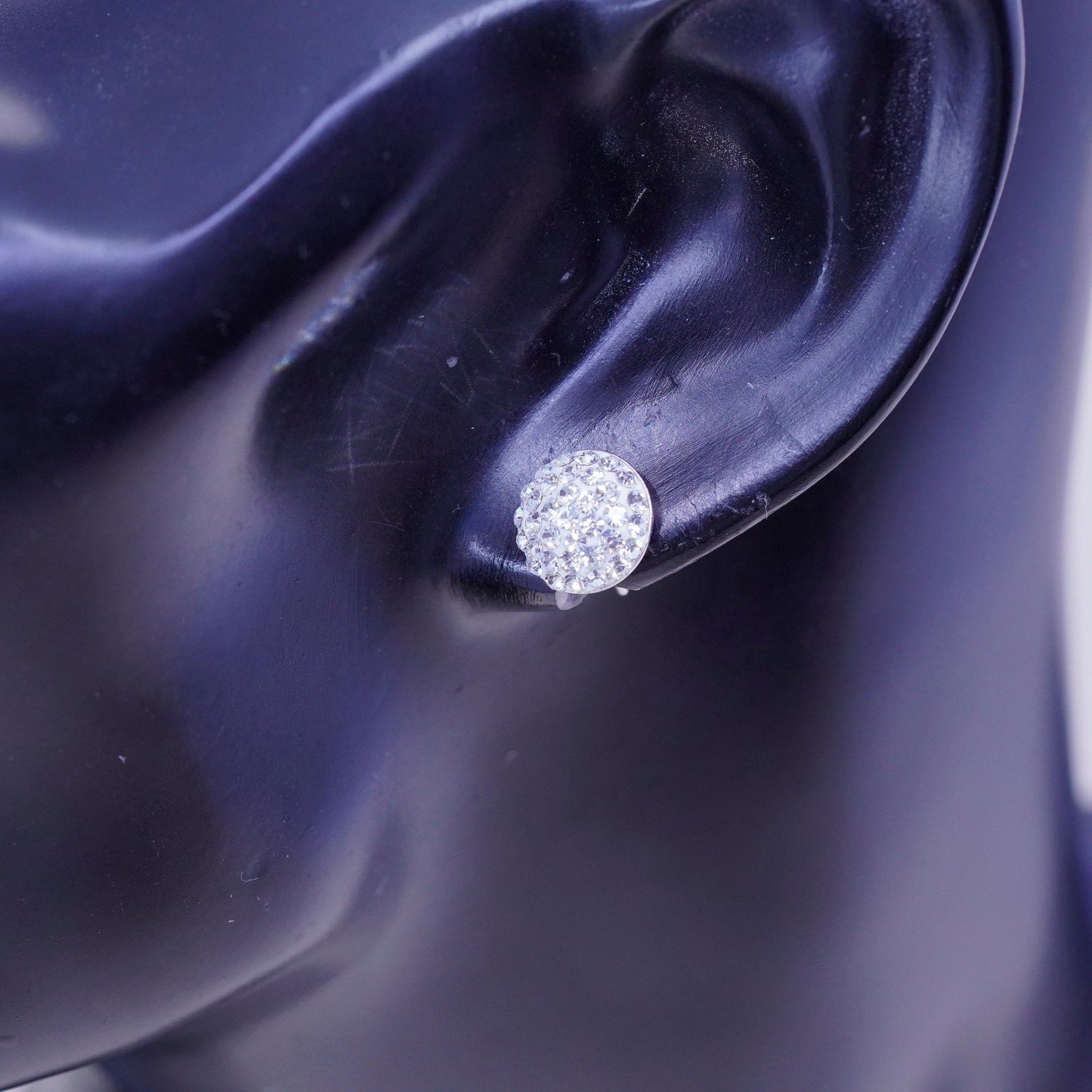 10mm, Vintage sterling silver cluster cz studs, fashion minimalist earrings
