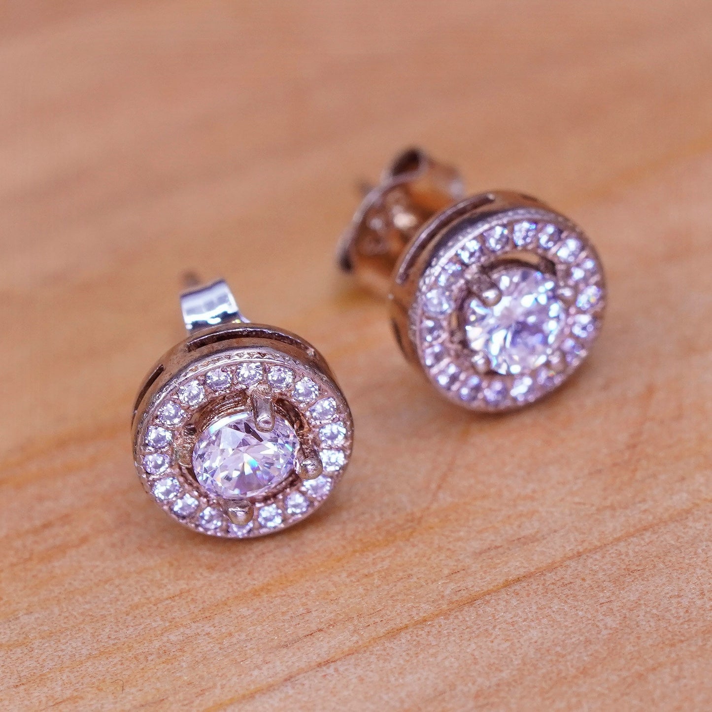 rose gold over Sterling 925 silver cluster round Cz studs, Swarovski earrings