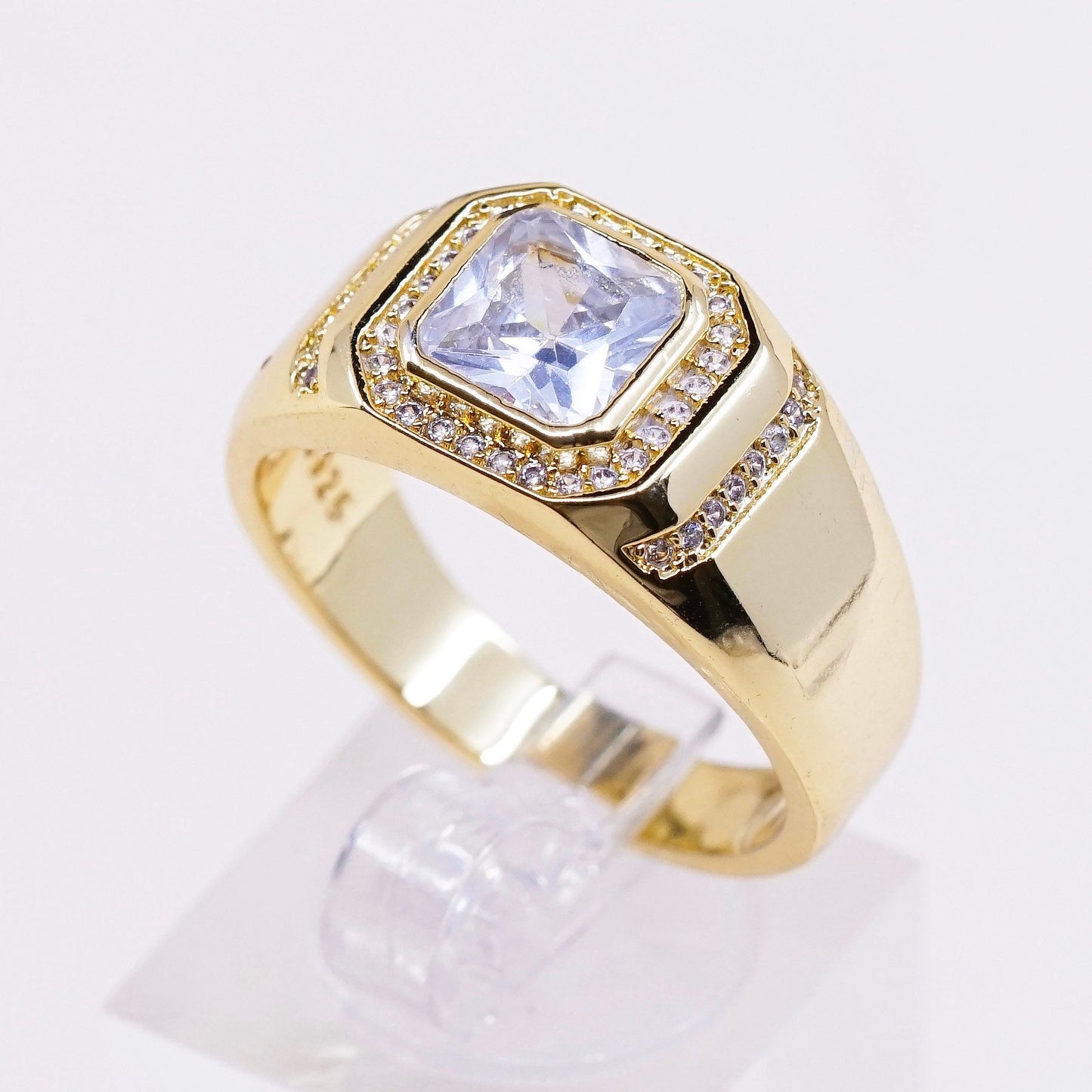 sz 11.25, vermeil gold over sterling silver CZ ring, 925 statement band