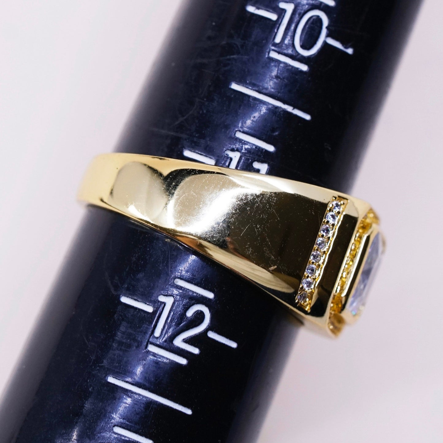 sz 11.25, vermeil gold over sterling silver CZ ring, 925 statement band