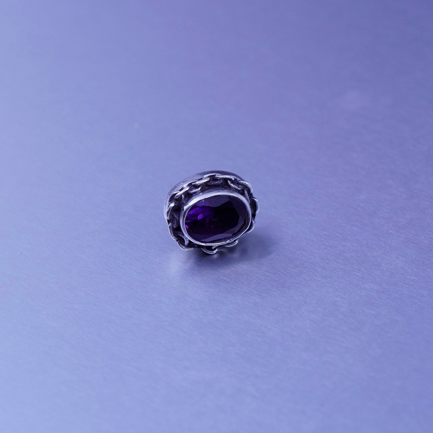 Vintage Sterling 925 silver handmade earrings, studs with amethyst