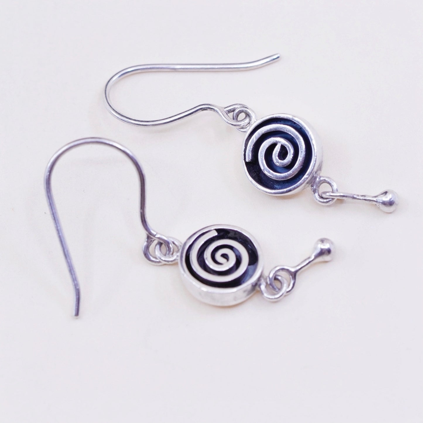 Vintage Sterling 925 silver handmade swirl earrings