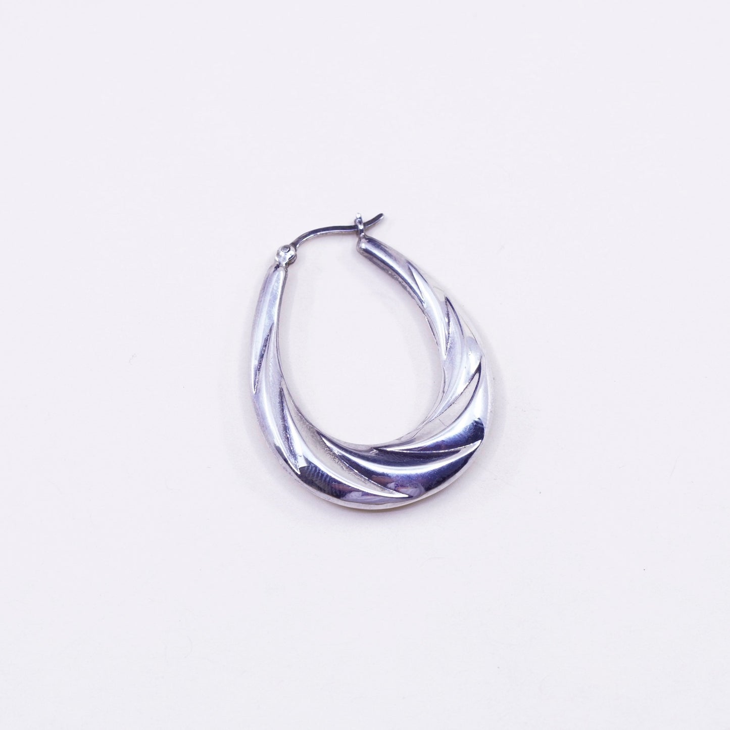 1.25” Vintage sterling 925 silver loop earrings, minimalist primitive hoops