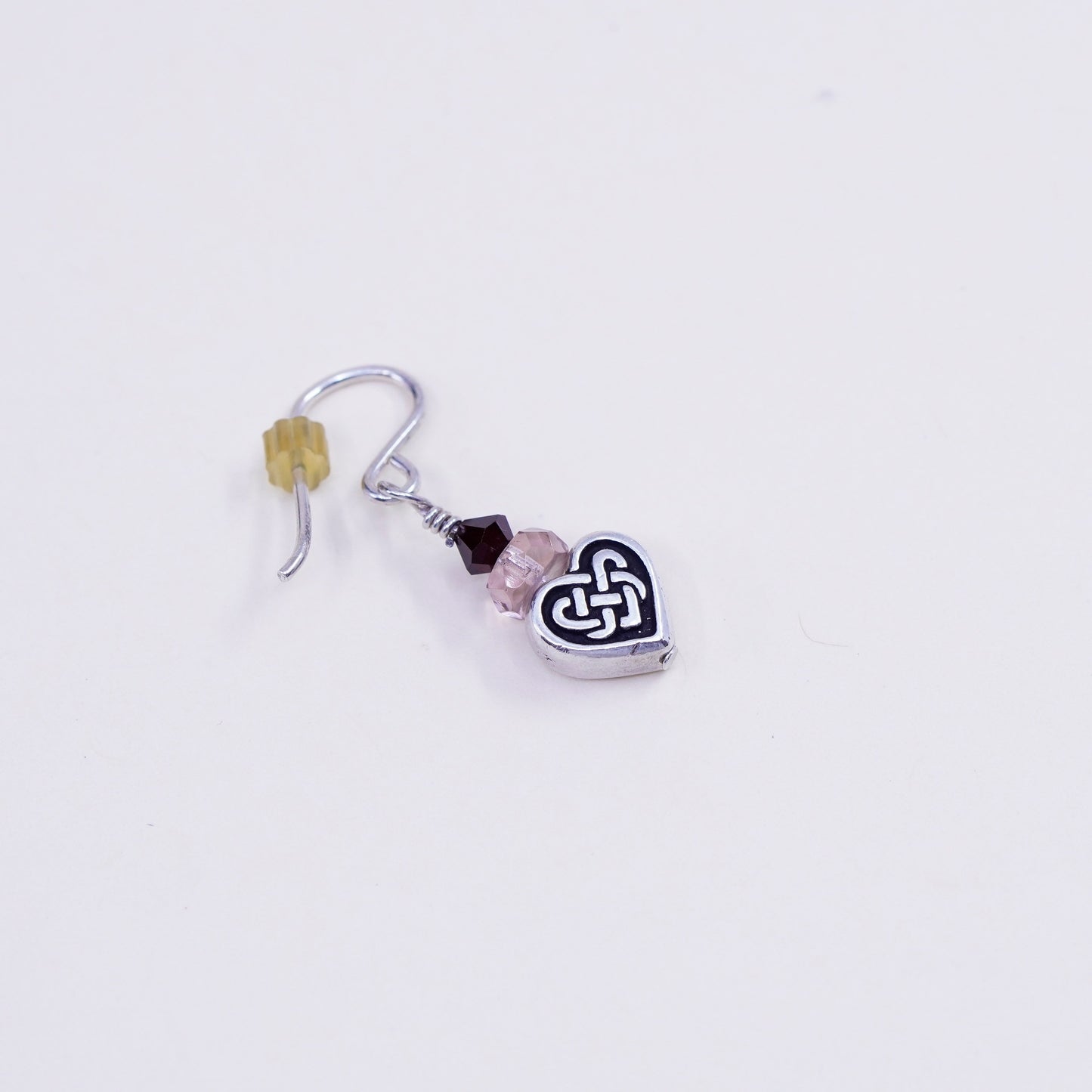 sterling silver earrings, 925 hooks with Irish Celtic knot heart dangles
