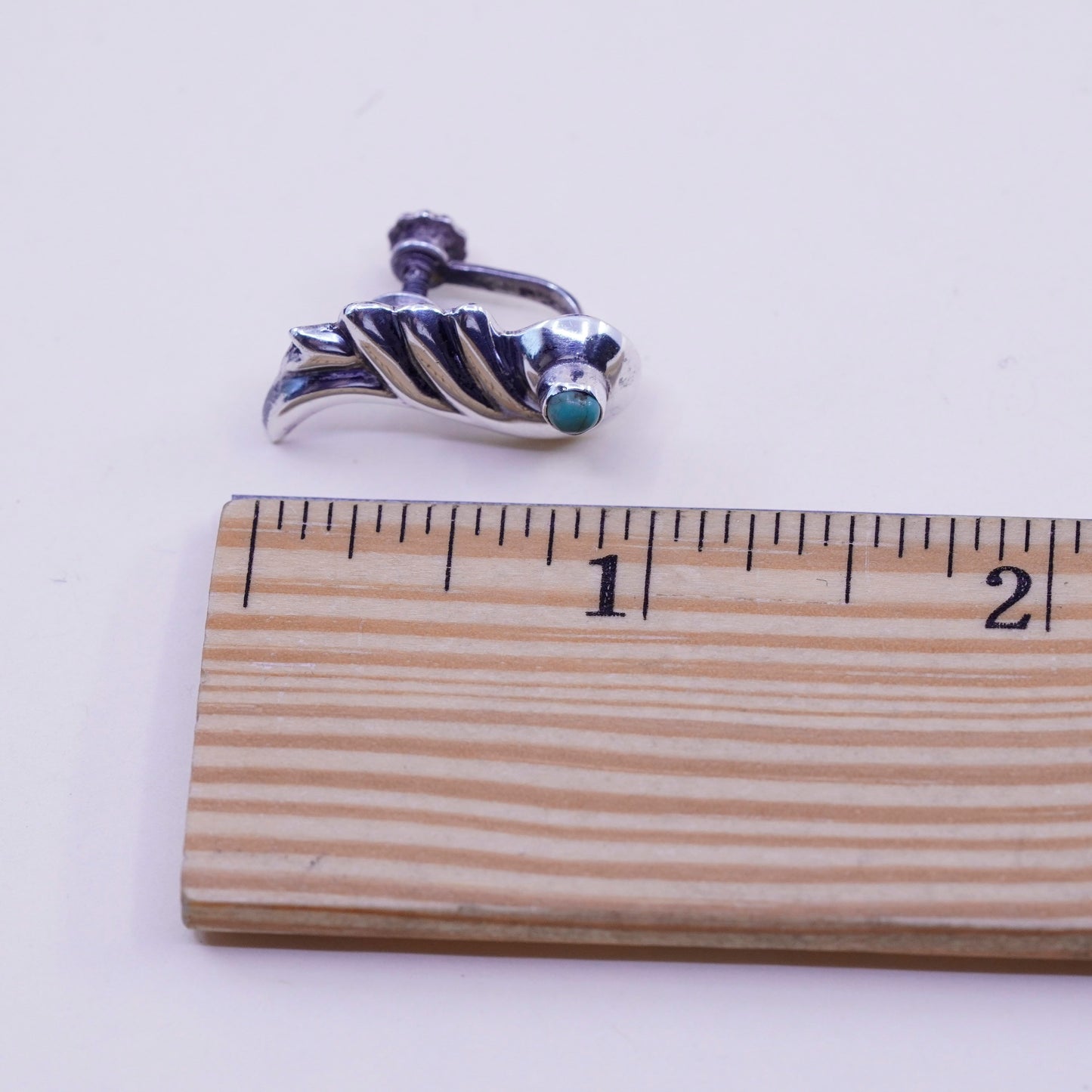 Native American navajo Sterling 925 silver screw back wing earrings turquoise