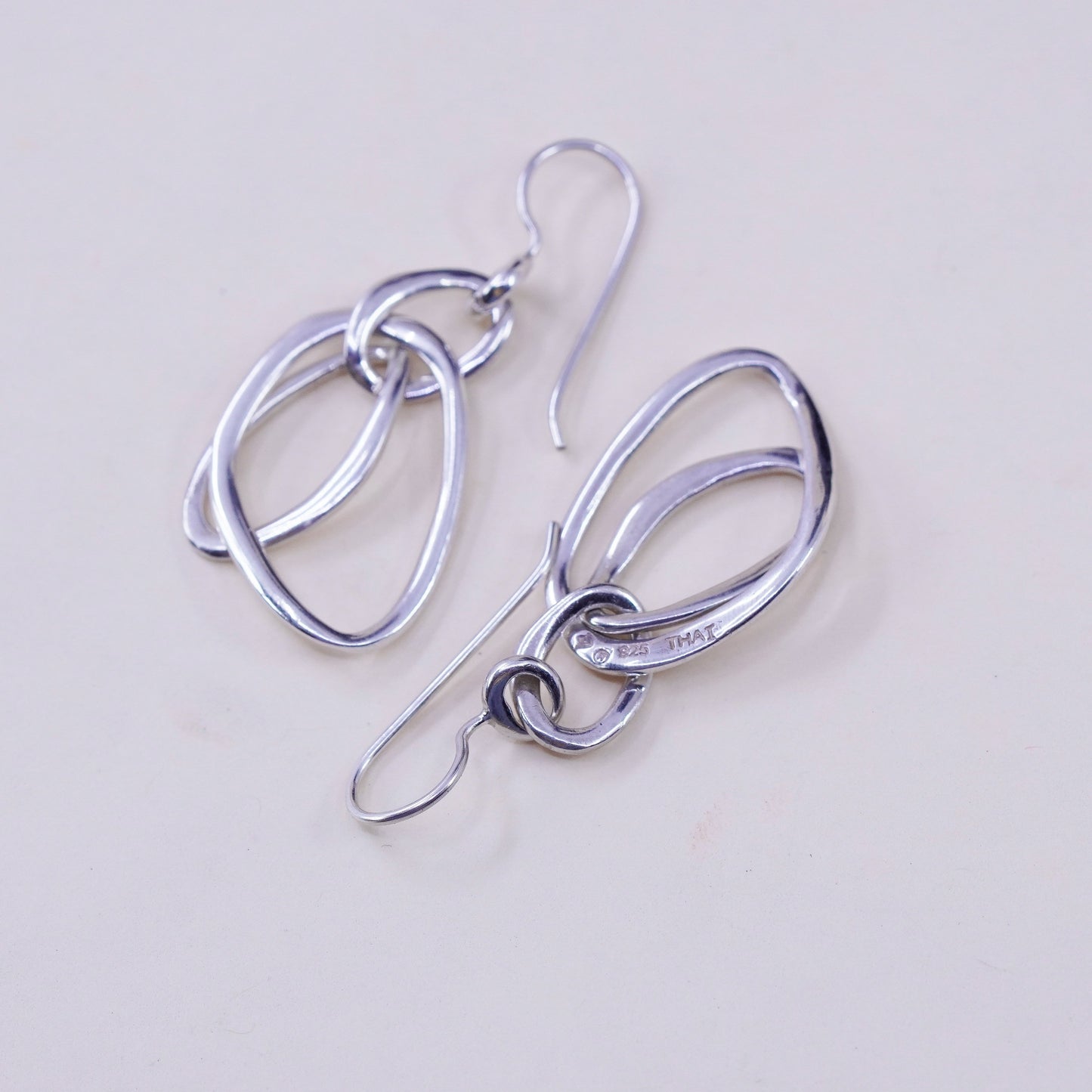 Vintage Silpada handmade Sterling Silver Space Out Circle Hoop Earrings Retired