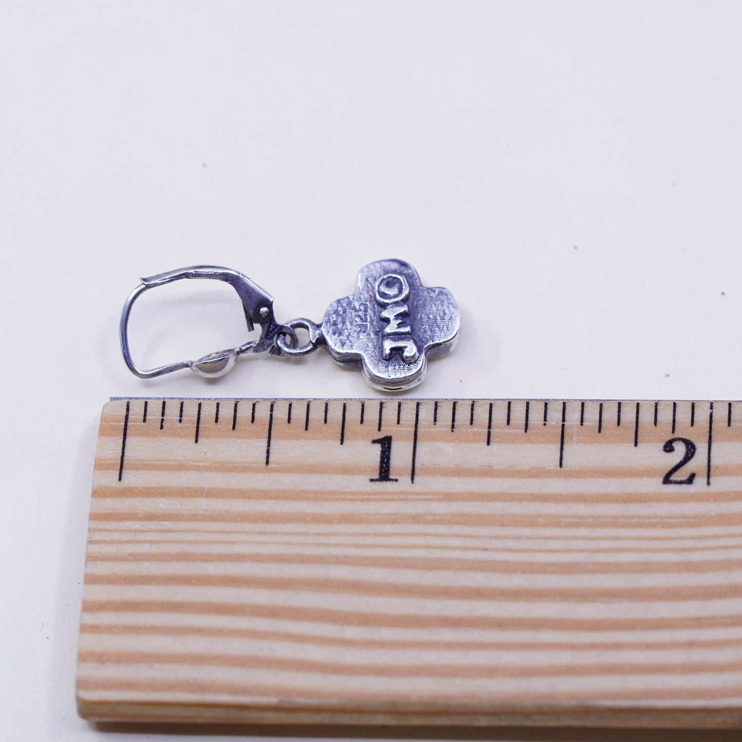 Vintage Sterling silver handmade earrings, JM cute 925 cross dangles