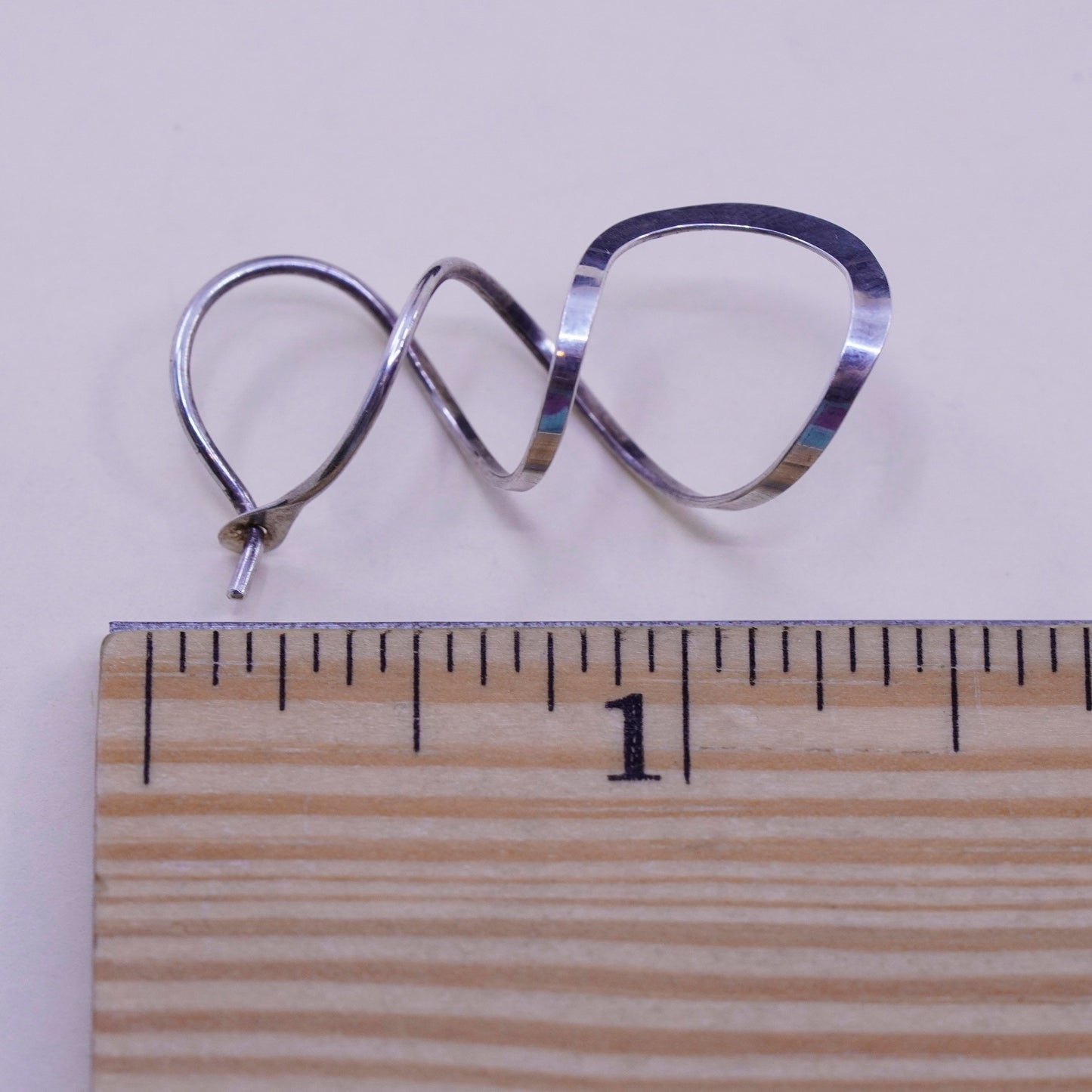 Vintage sterling silver handmade earrings, 925 twisted dangles