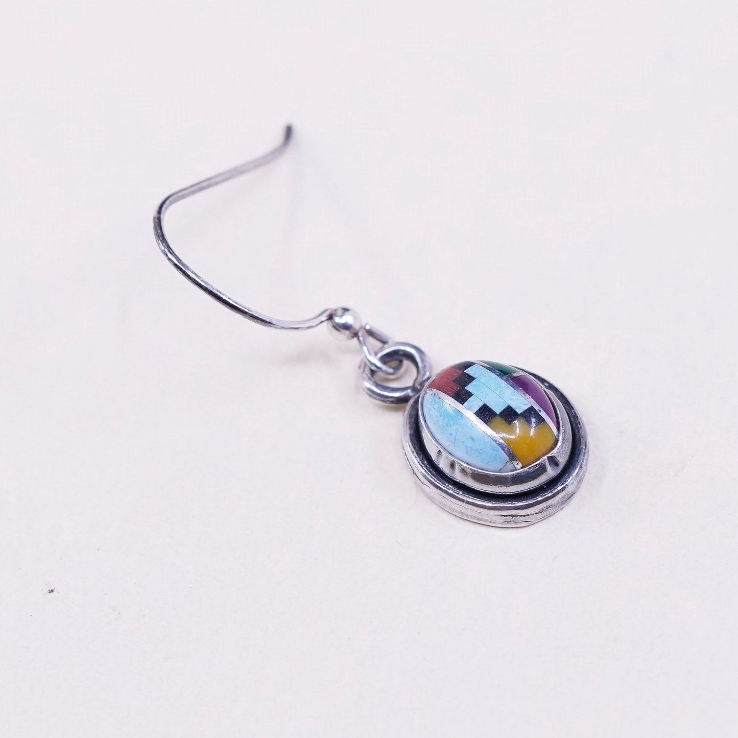 Vintage Southwestern Sterling 925 silver handmade earrings with turquoise zuni