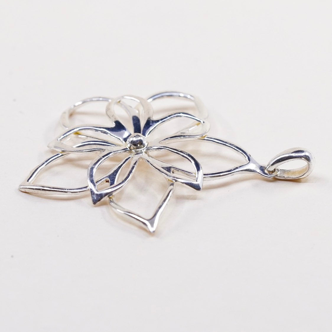 VTG sterling silver handmade pendant, 925 silver knot filigree flower