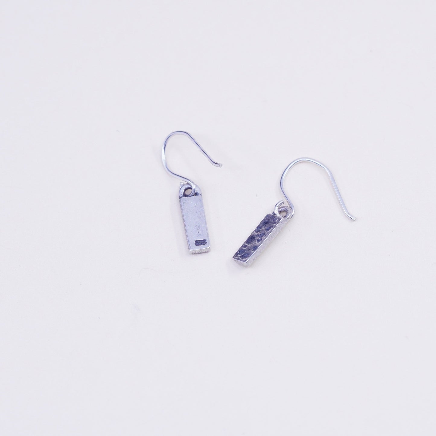Vintage Hammered Drop Sterling 925 Silver hammered Earrings