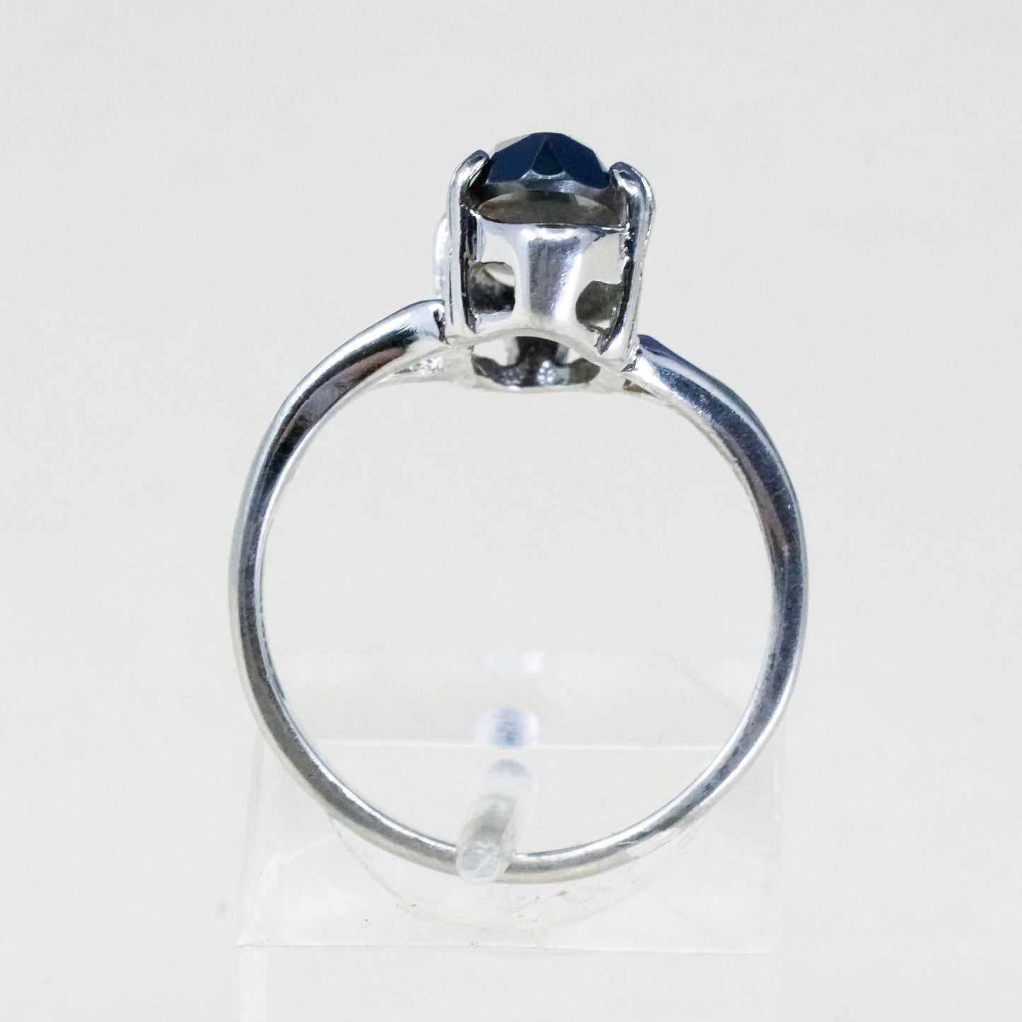 Size 6, vtg sterling 925 silver handmade ring with Marquise shaped hematite