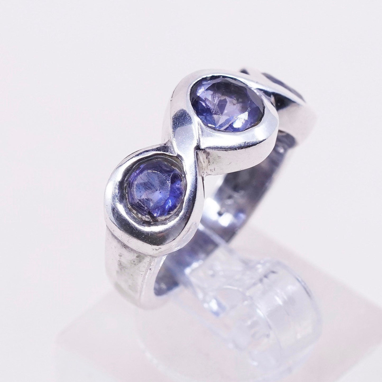 Size 5.25, vintage Sterling silver handmade ring, 925 band with amethyst
