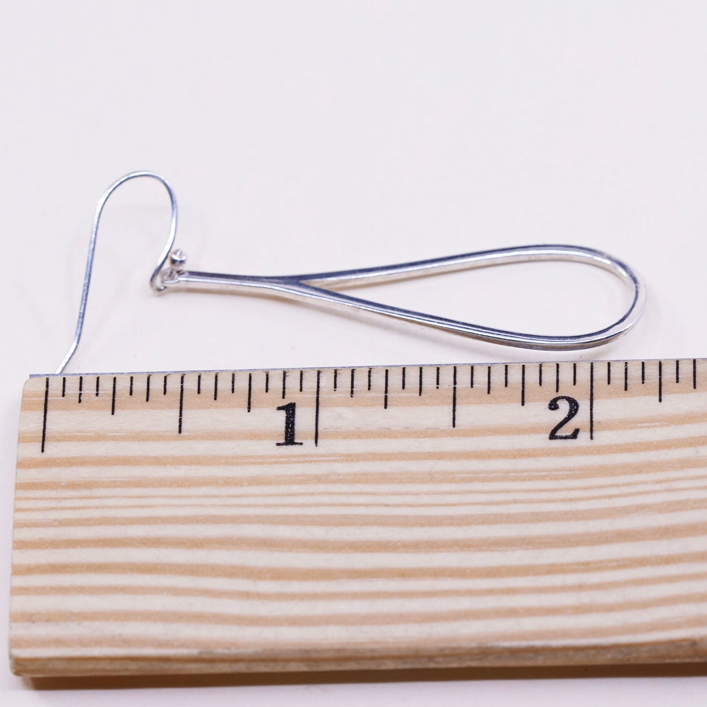 Vintage Sterling silver handmade earrings, long 925 teardrop dangles