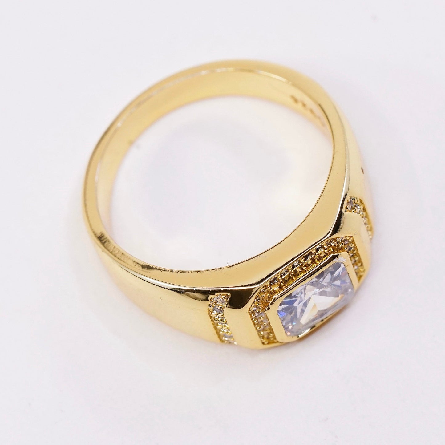 sz 11.25, vermeil gold over sterling silver CZ ring, 925 statement band