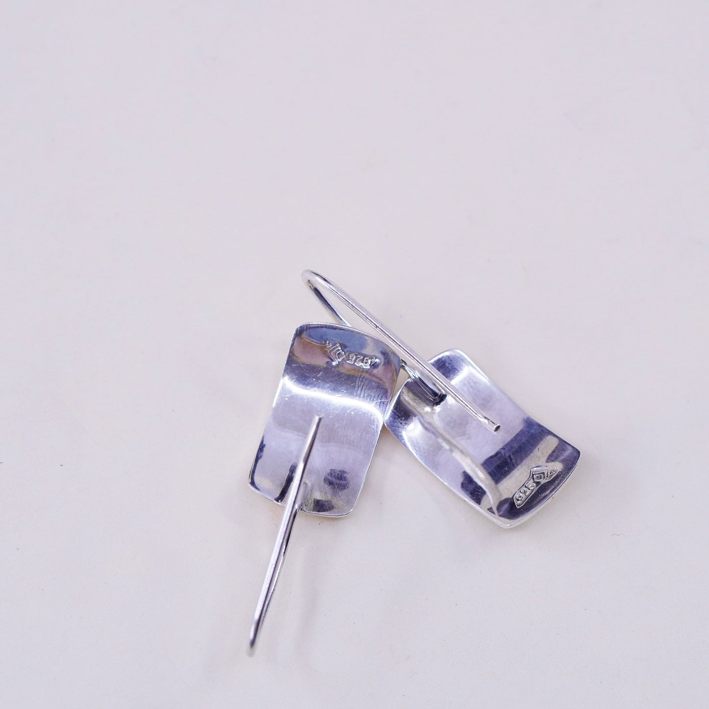 Vintage W0991 Retired Silpada Sterling 925 Silver Hammered rectangular Earrings