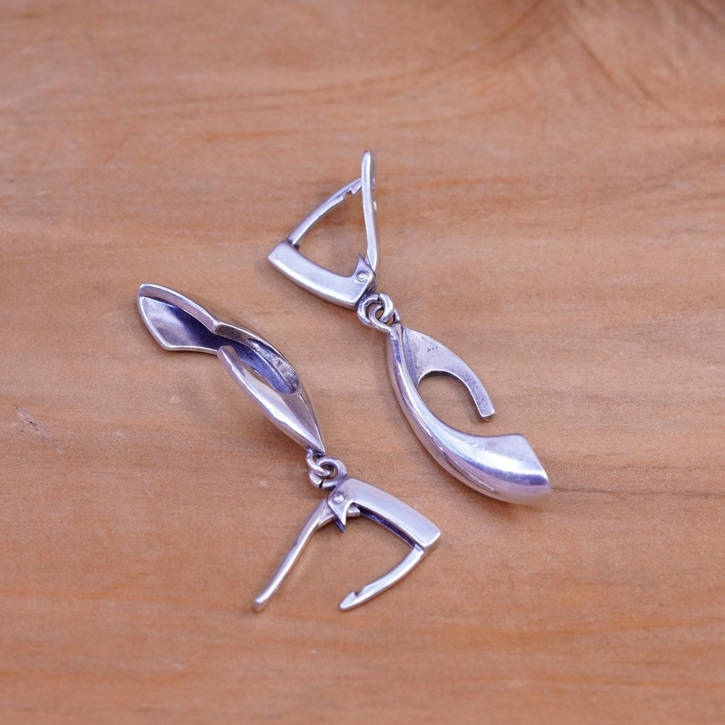 Vintage Sterling silver handmade earrings, modern 925 dangles
