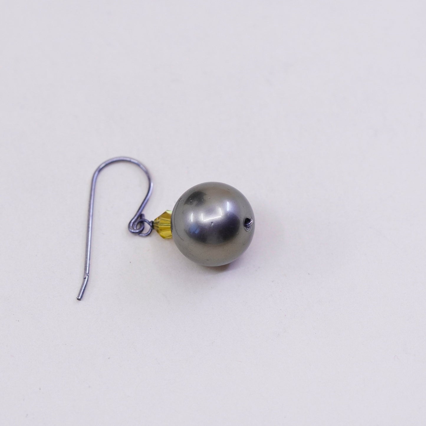 Vintage Sterling 925 silver handmade earrings with gray pearl beads