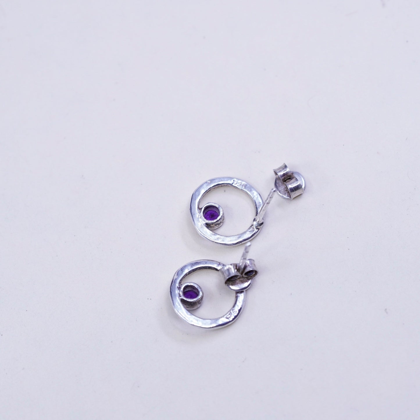 Vintage Didae Shablool sterling silver earrings, Israel 925 studs with amethyst