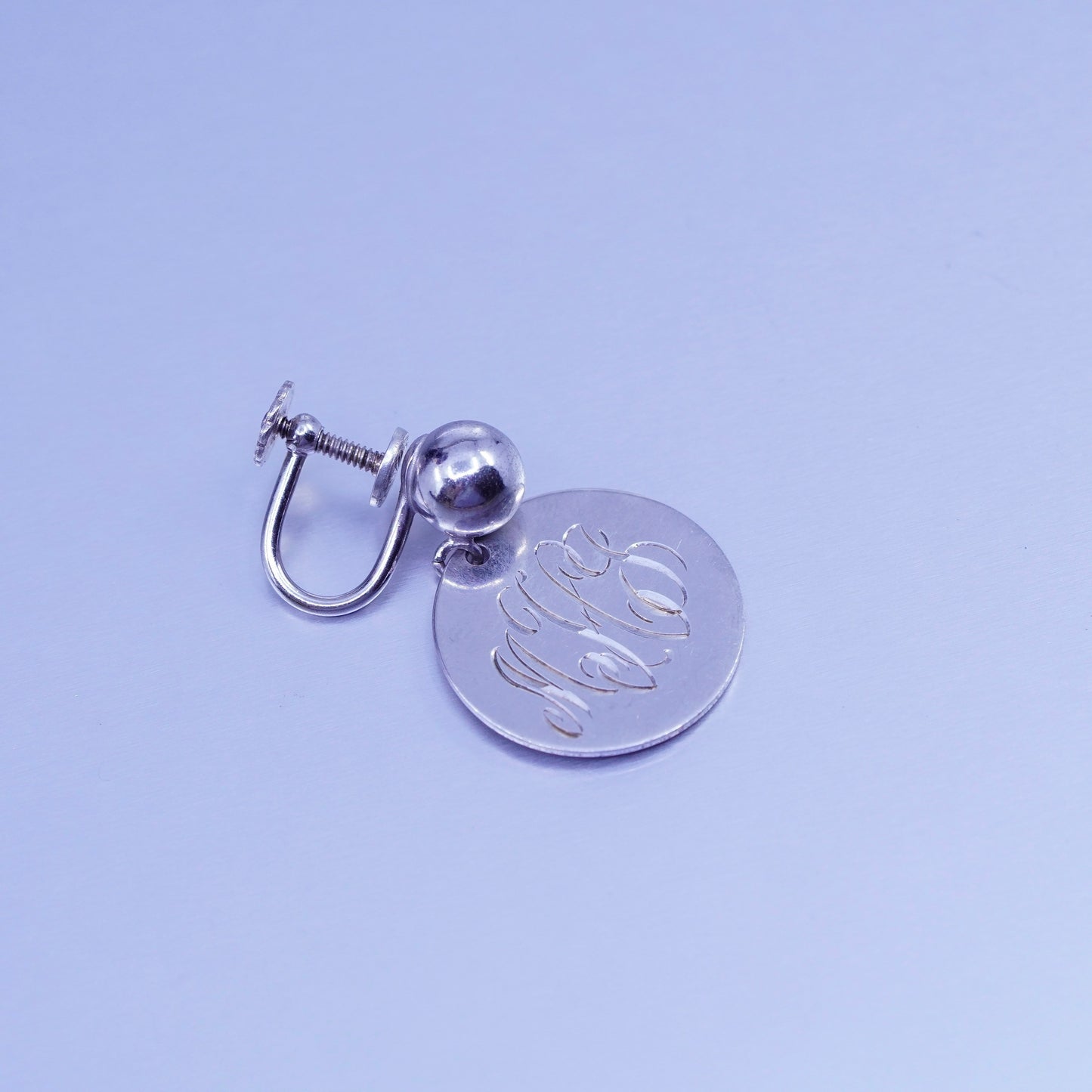 modern admark Sterling 925 silver handmade earrings, screw back round dangled