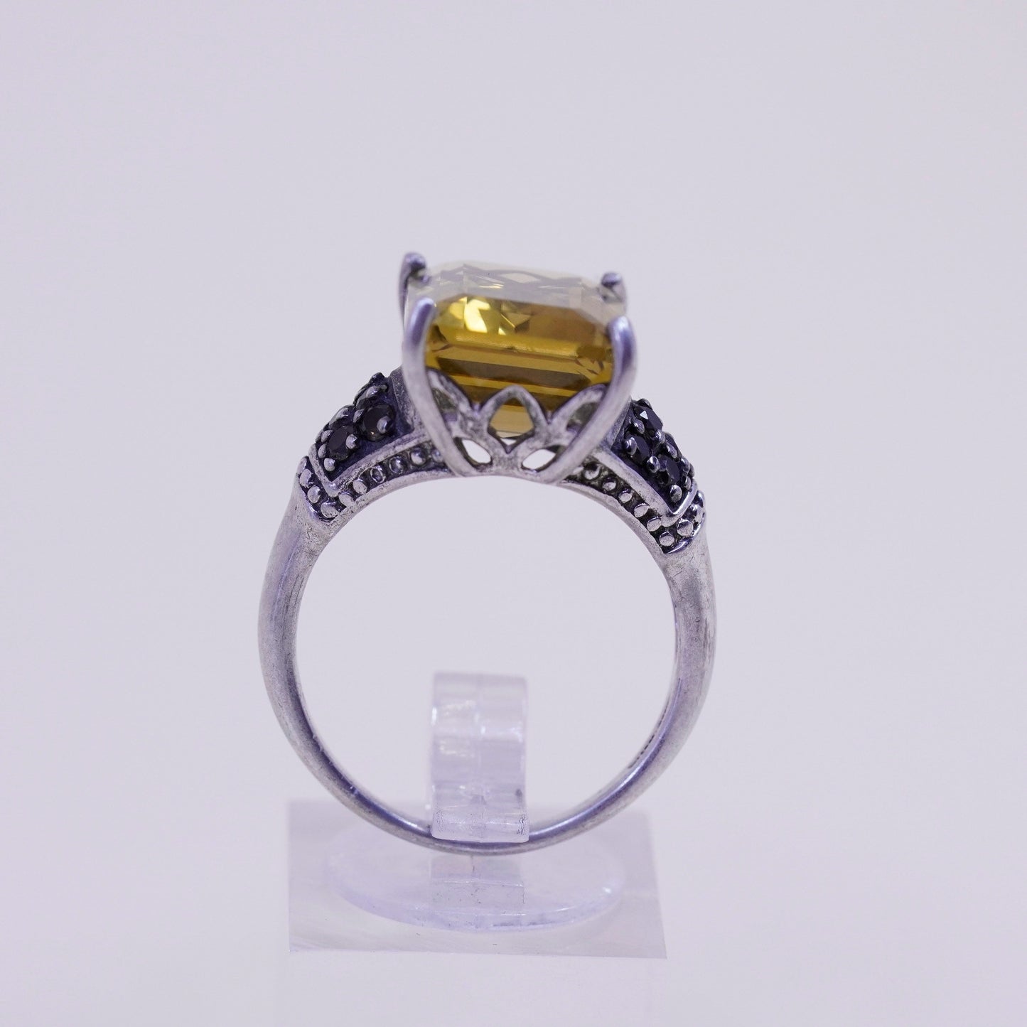 Size 9.25, vintage Sterling 925 silver handmade ring with citrine and ruby