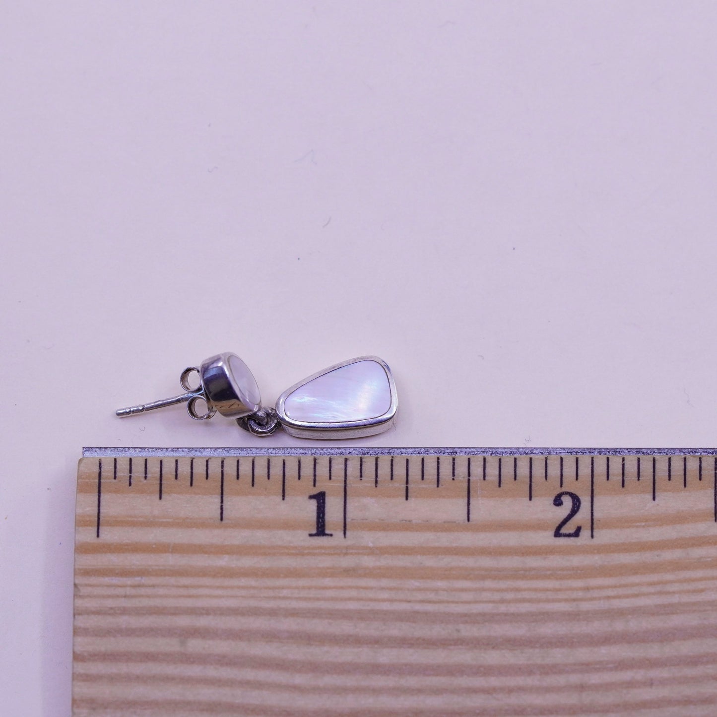 Vintage sterling 925 silver handmade earrings with mother of pearl