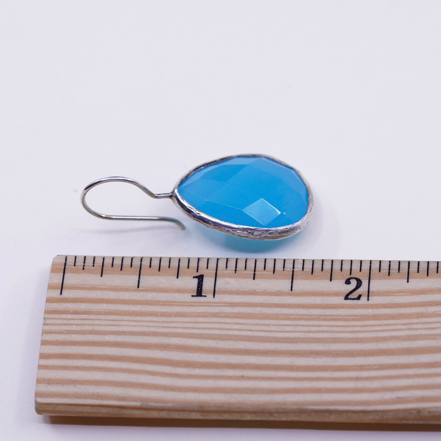 Vintage Sterling 925 silver handmade earrings with teardrop Chalcedony