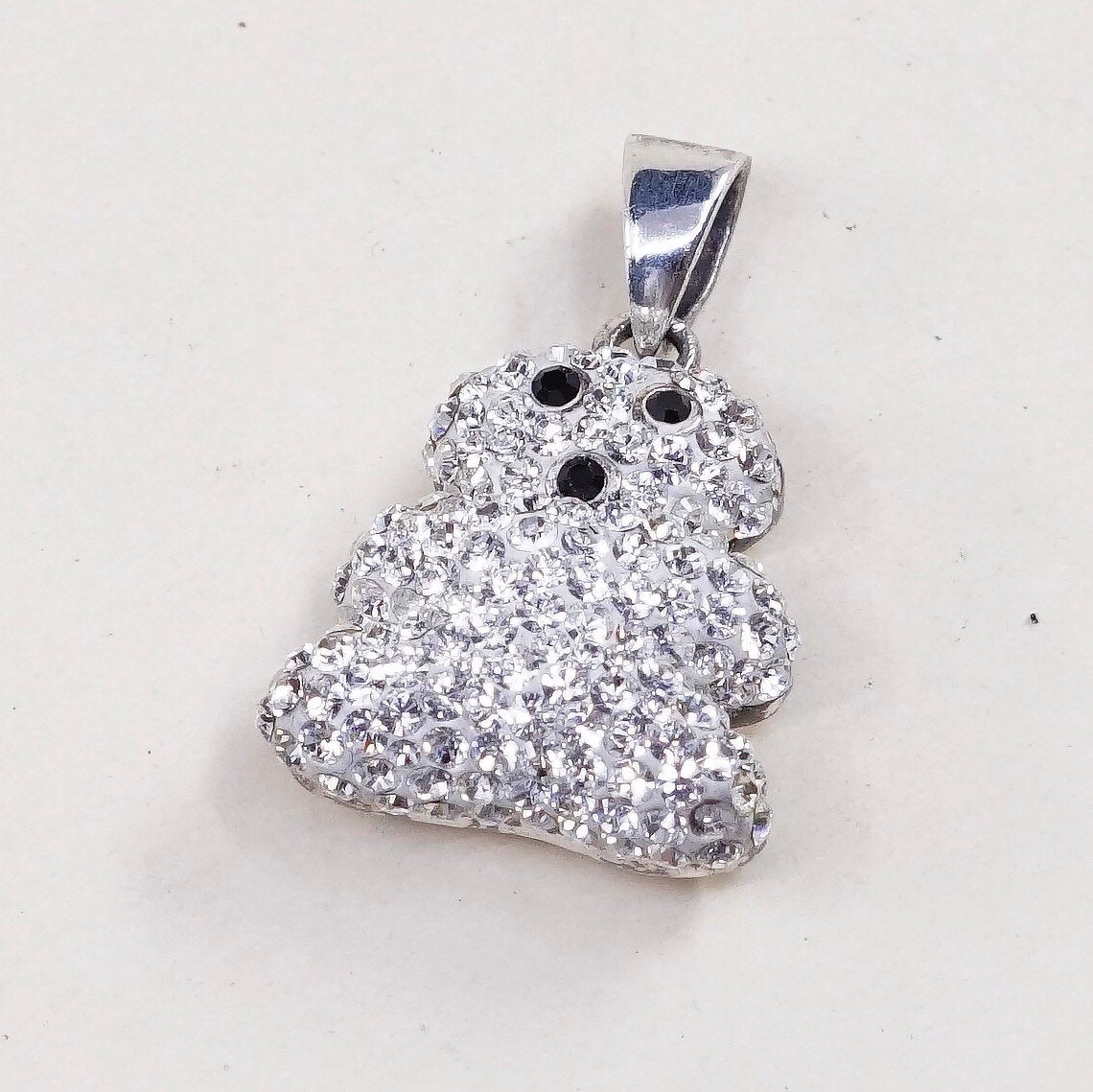 VTG Sterling silver handmade pendant, 925 w/ cluster Swarovski pendant