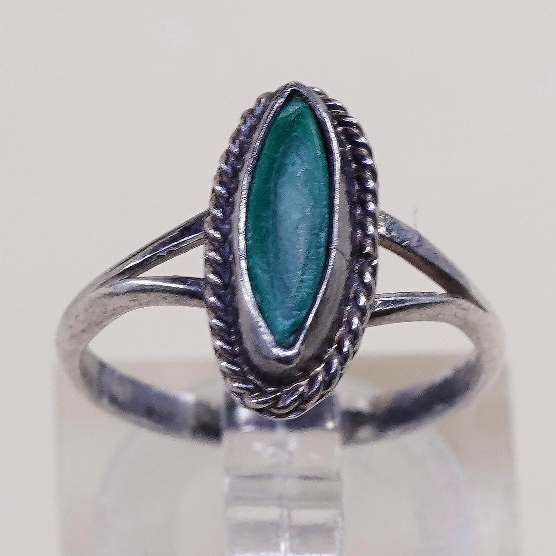 sz 5.25, vtg sterling silver ring, Native American handmade 925 ring w/ turquoise