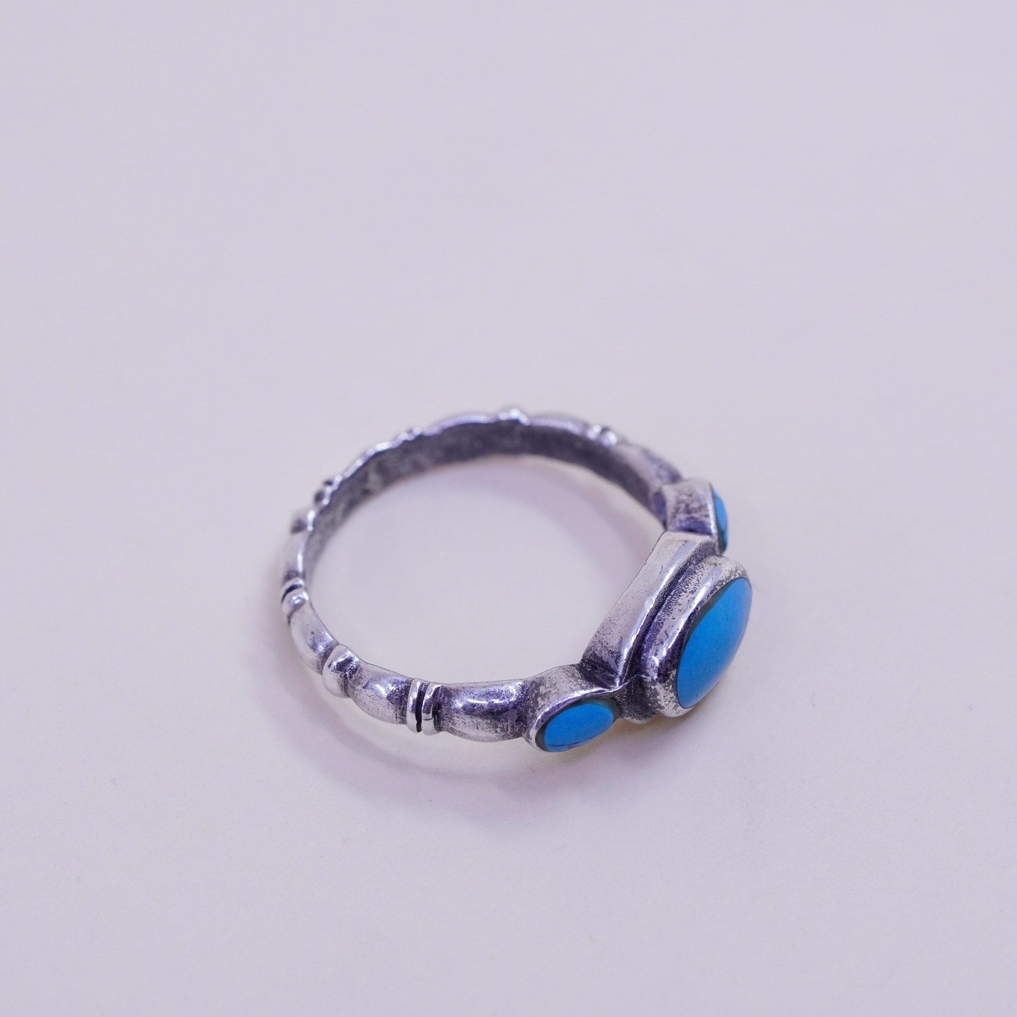 Size 5.25, Vintage sterling 925 silver ring, Native American handmade turquoise