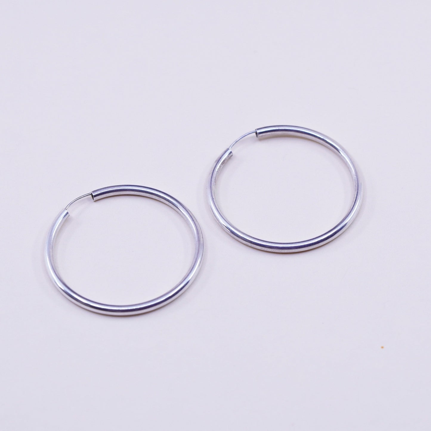1”, Vintage sterling silver loop earrings, fashion minimalist primitive hoops