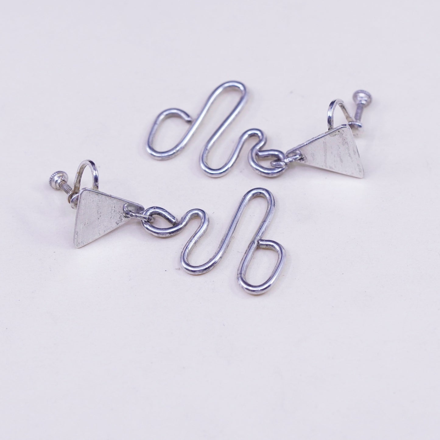 Vintage Sterling silver handmade earrings, 925 whirl screw back earrings