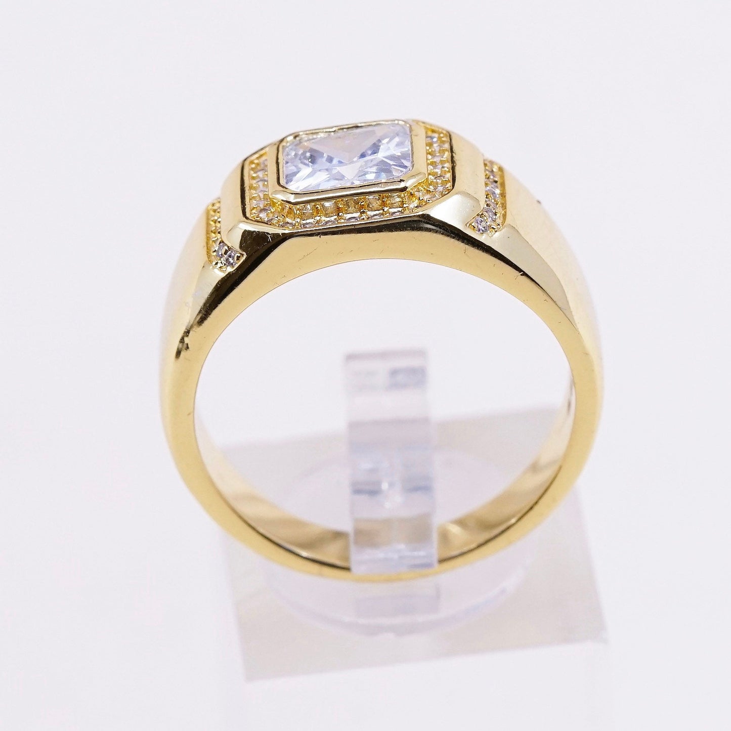 sz 11.25, vermeil gold over sterling silver CZ ring, 925 statement band