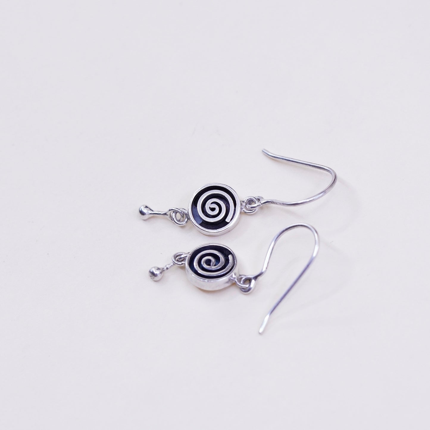 Vintage Sterling 925 silver handmade swirl earrings