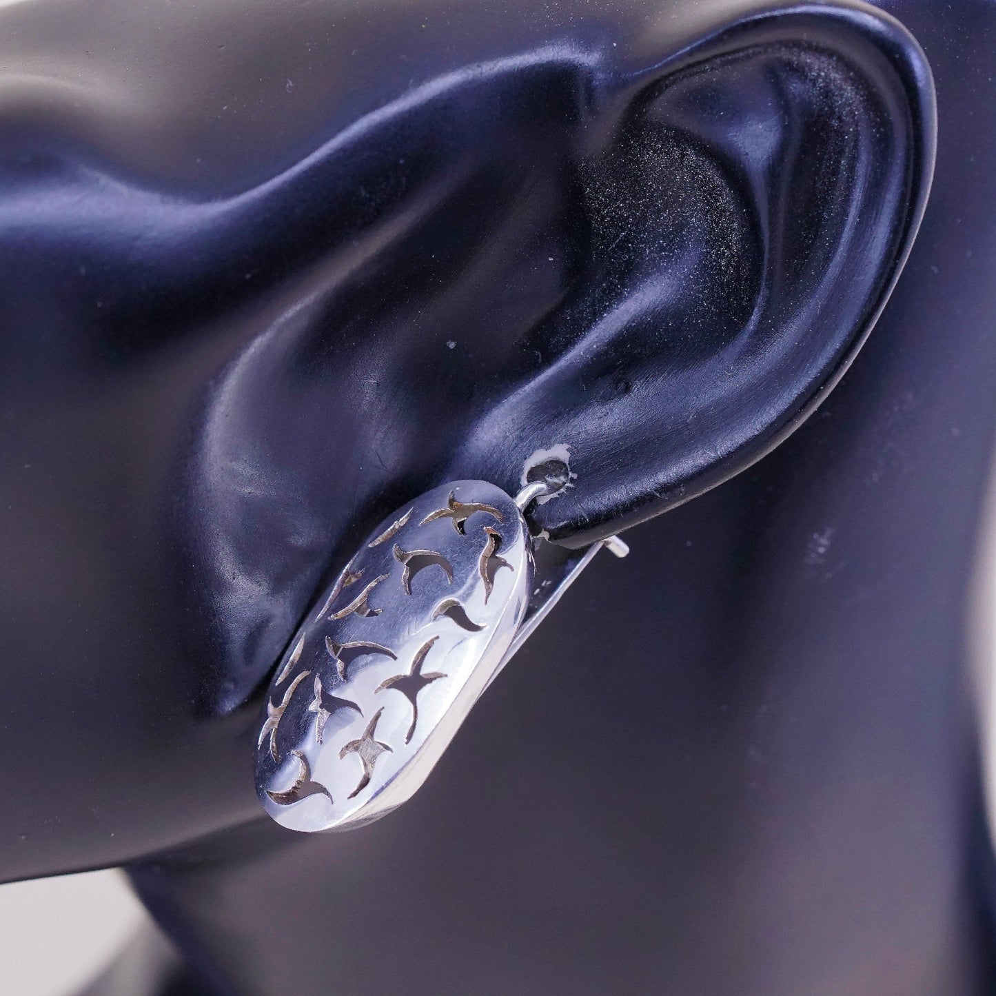 Vintage Sterling silver handmade earrings, 925 filigree studs