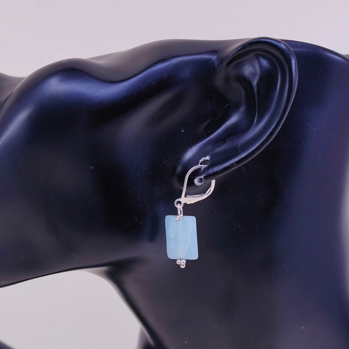 vtg sterling silver handmade earrings, 925 with jade dangles, Stamped 925