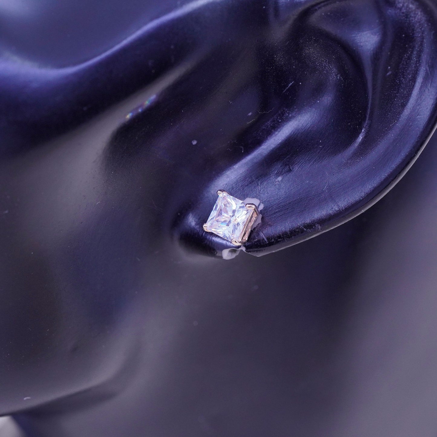 5mm, Vintage rose gold over sterling 925 silver cz studs, minimalist earrings