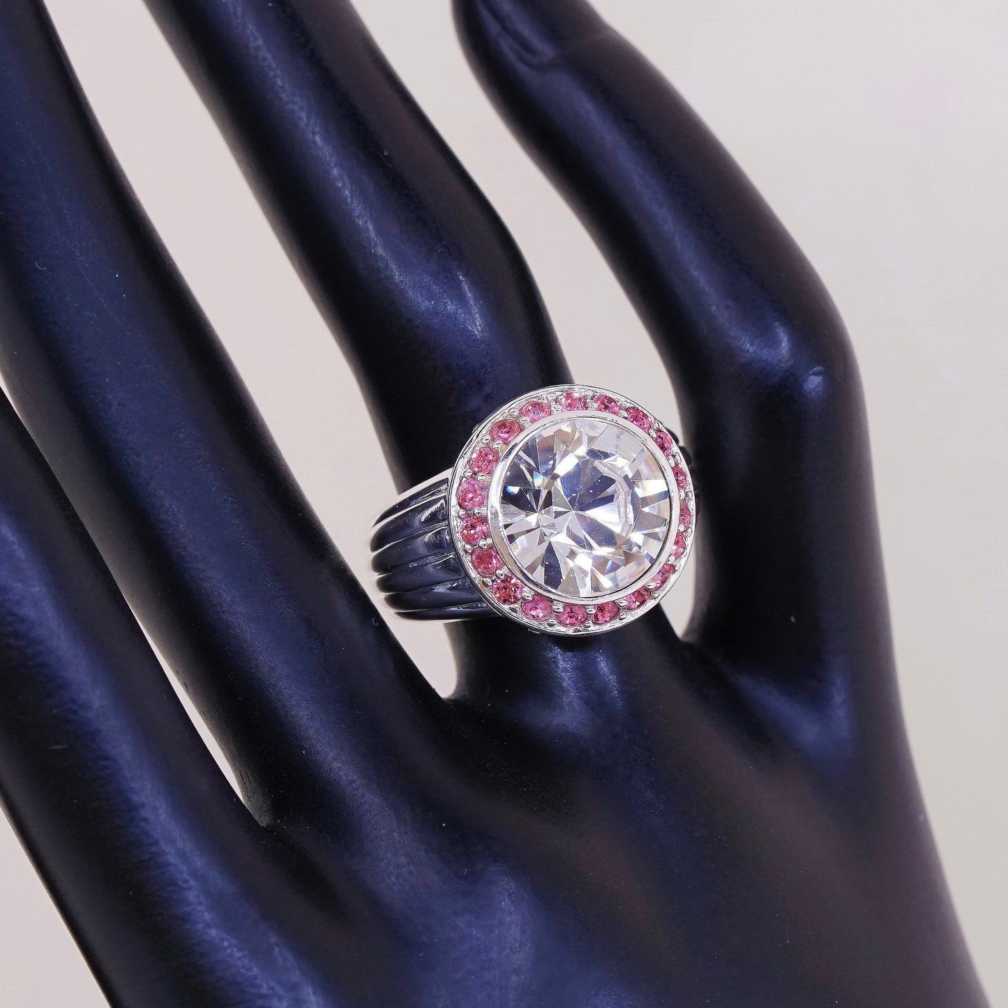 sz 6, vtg Brighton Sayan Sterling silver engagement ring, 925 w/ round cut CZ