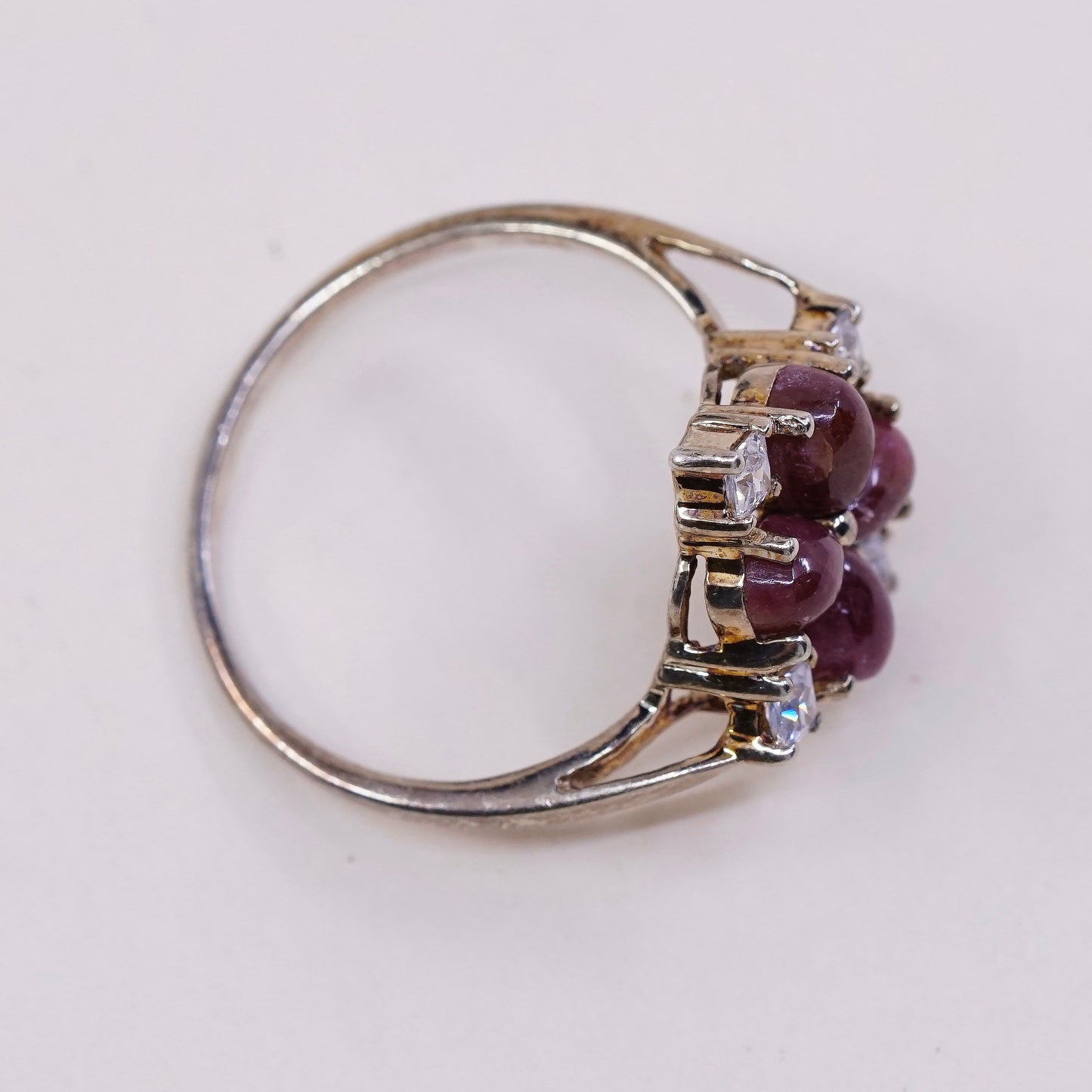 sz 10, Vermeil gold over sterling 925 silver flower ring w/ gold and Cz