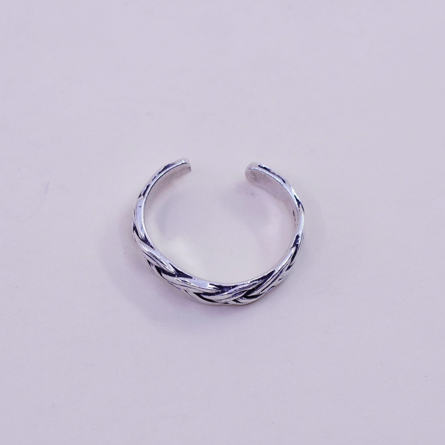 Size 5, vintage Sterling silver handmade pinky ring, woven braided band