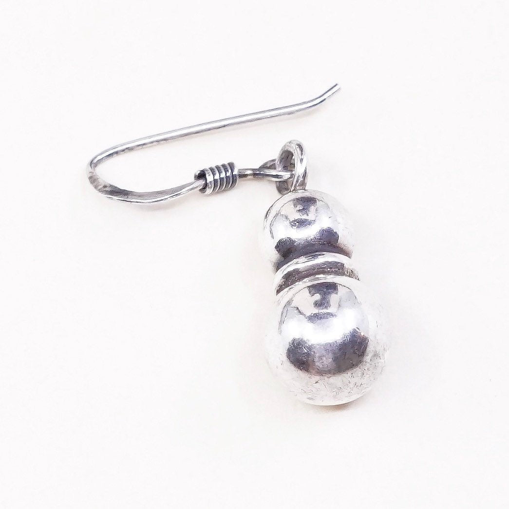 VTG sterling silver handmade earrings, 925 beads dangles, stamped 925