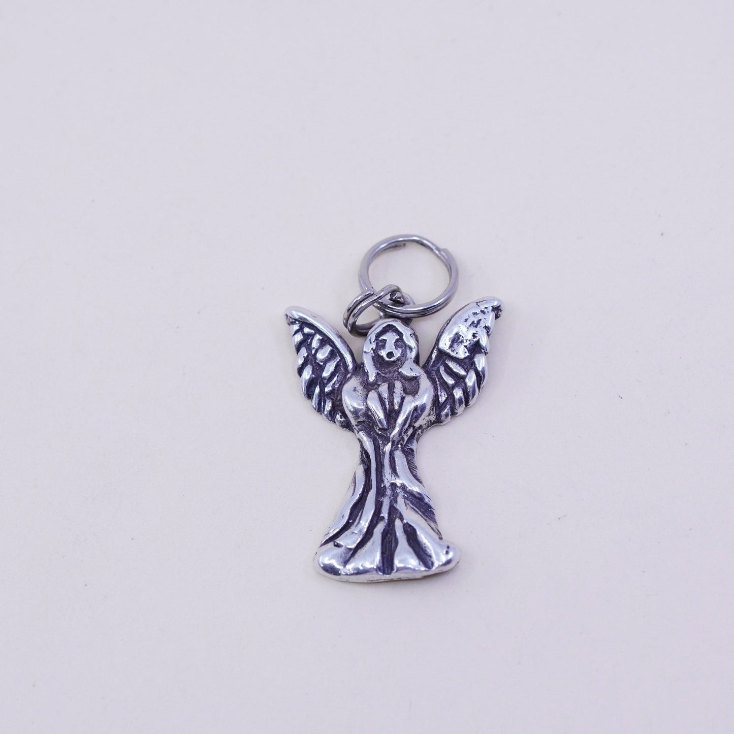 Vintage Sterling 925 silver handmade angel pendant charm