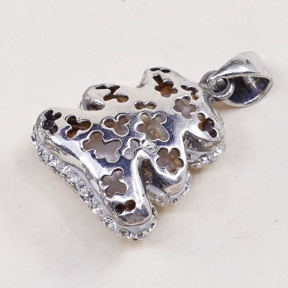 VTG Sterling silver handmade pendant, 925 w/ cluster Swarovski pendant