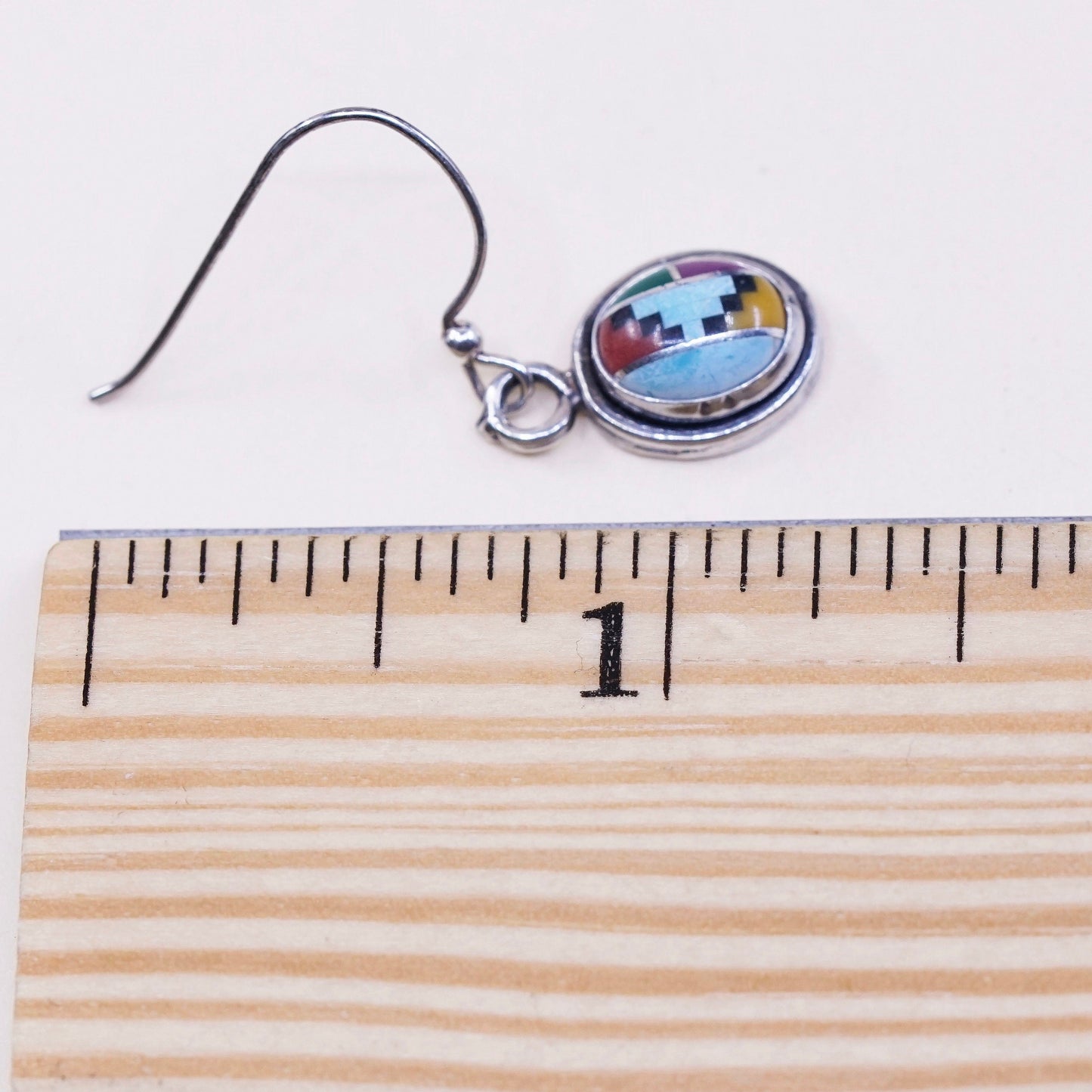 Vintage Southwestern Sterling 925 silver handmade earrings with turquoise zuni